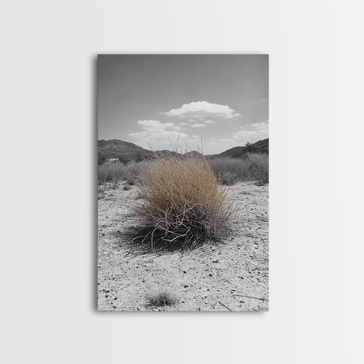 Desert Bush, Tumbleweed Scene, Dry Landscape, Minimalist Canvas Print, Desert Wall Art, Earth Tone Decor, Modern Living Room Art