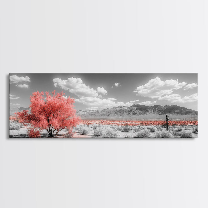 Vibrant Pink Tree, Desert Botanical Landscape, Bold Nature Art, Framed Canvas Print, Modern Wall Decor, Southwest Bedroom Statement