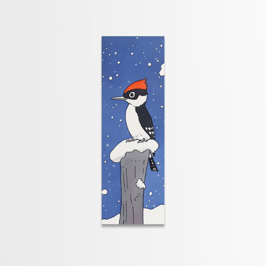 Pileated Woodpecker In Falling Snow Wall Art, Winter Bird Canvas Print, Woodland Wildlife Decor, Cabin Christmas Gift, Art Print