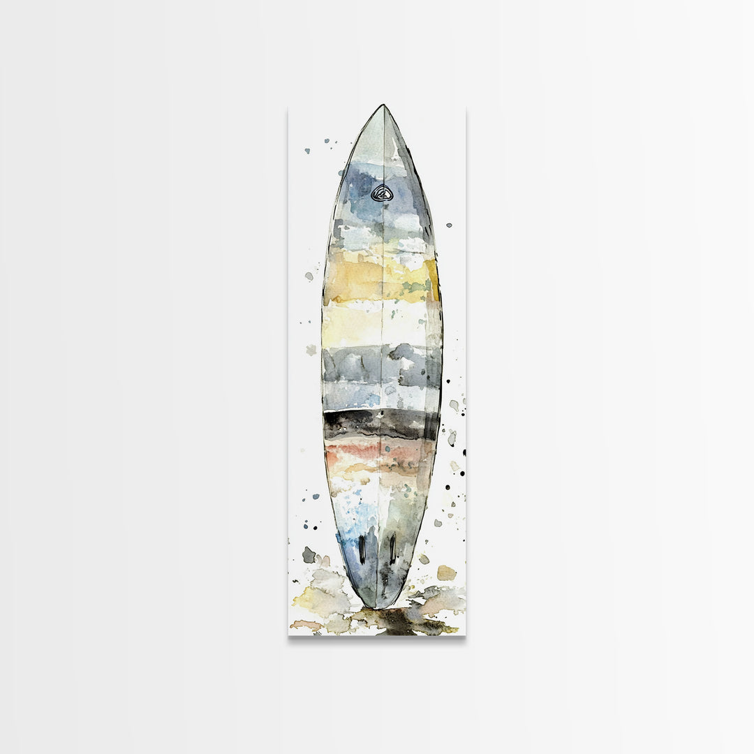 Weathered Surfboard Ocean Stripes Canvas Print, Coastal Wall Art, Beach House Decor, Nautical Wall Decor, Surf Art, Ocean Wall Art