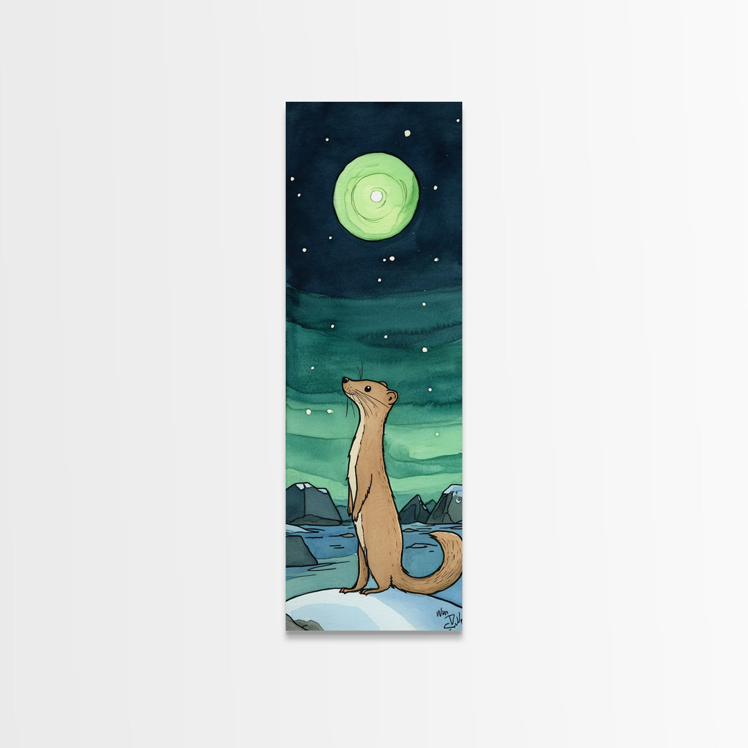 Otter Under Green Moon Aurora Wall Art, Whimsical Animal Print, Celestial Nursery Decor, Cute Kids Room Art, Gift For Her