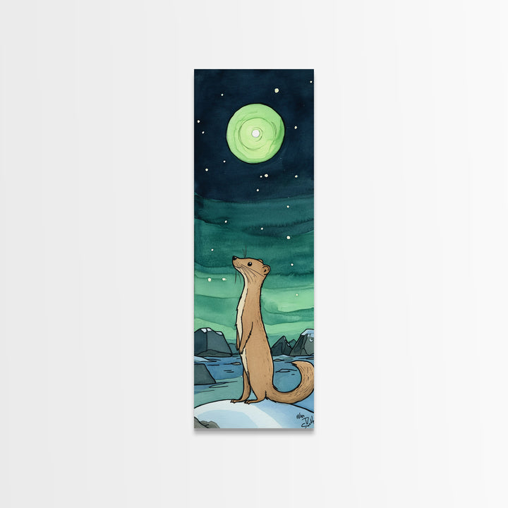 Otter Under Green Moon Aurora Wall Art, Whimsical Animal Print, Celestial Nursery Decor, Cute Kids Room Art, Gift For Her