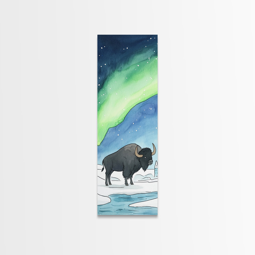 Aurora Bison Arctic Tundra Canvas Print, Wildlife Wall Art, Nature Inspired Decor, Kids Room Art, Animal Lover Gift Idea