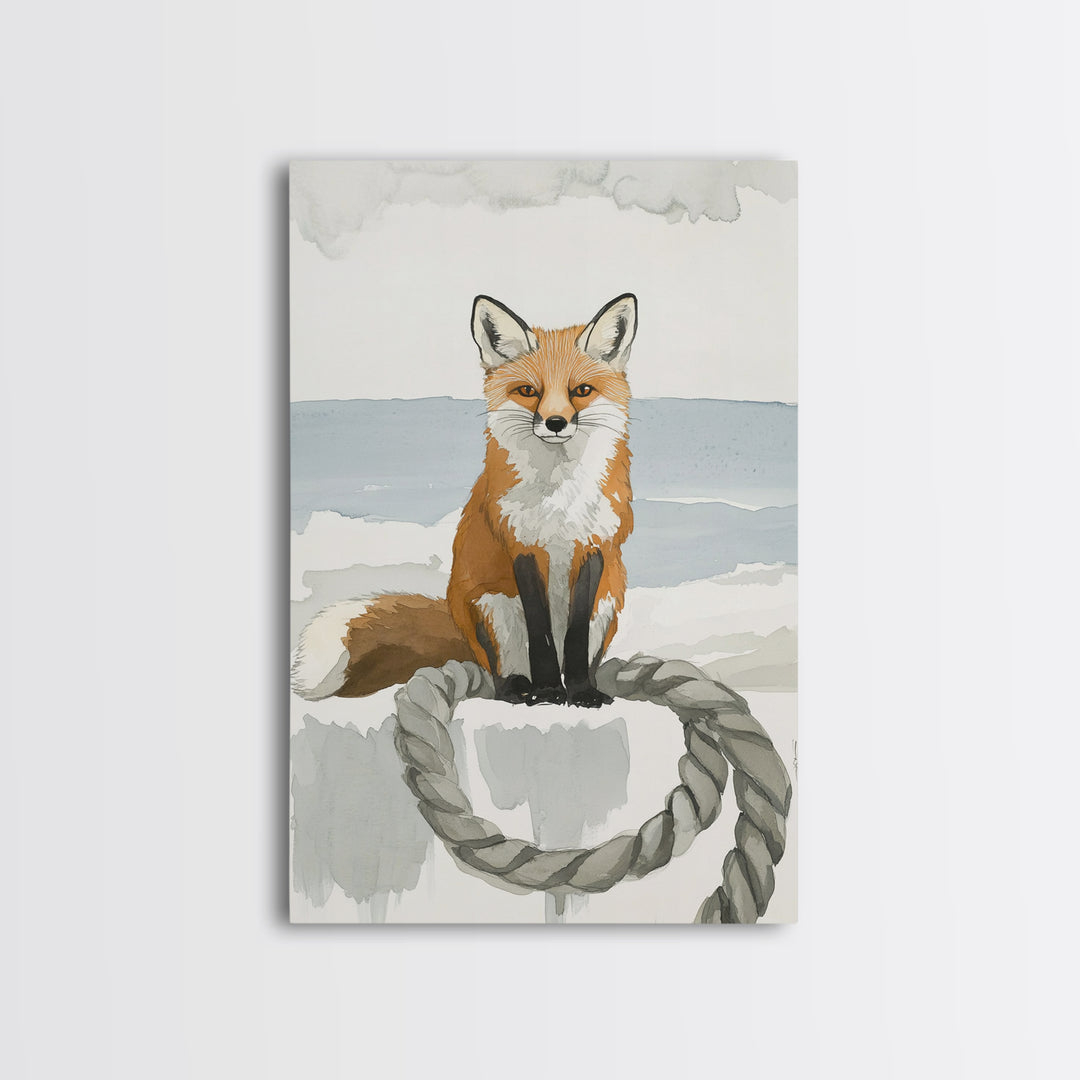 Red Fox By The Sea Wall Art, Coastal Animal Print, Woodland Nursery Decor, Beach House Gift And Nature Wall Decor For Kids