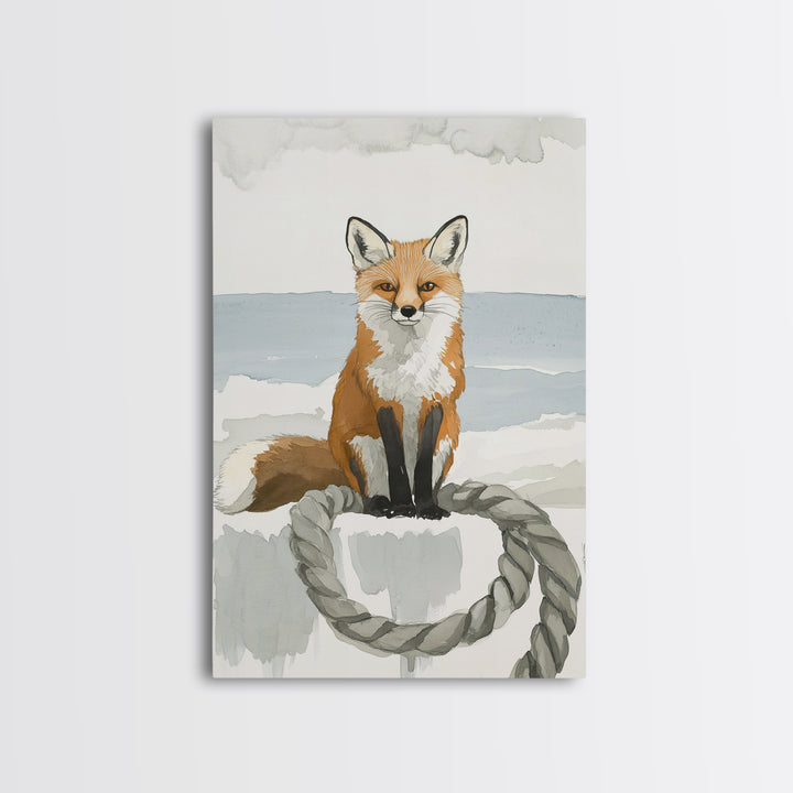 Red Fox By The Sea Wall Art, Coastal Animal Print, Woodland Nursery Decor, Beach House Gift And Nature Wall Decor For Kids