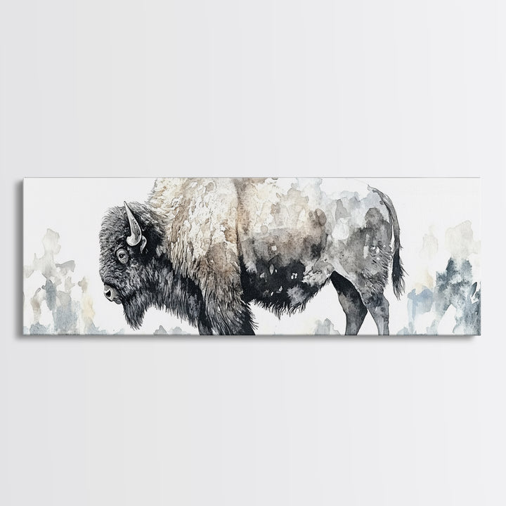 Majestic Bison Watercolor Canvas Print, Rustic Wildlife Wall Art, Western Animal Decor, Nature Inspired Housewarming Gift