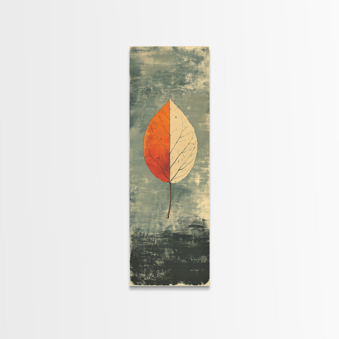 Single Autumn Leaf Minimalist Wall Art, Botanical Print, Japandi Neutral Decor, Earth Tone Modern Home Decor Framed Canvas Print