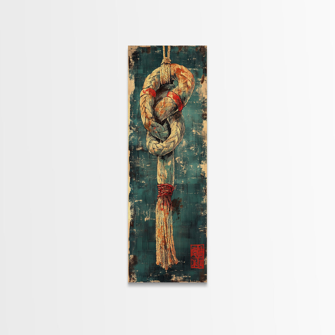 Weathered Nautical Rope Knot Canvas Print, Coastal Wall Art, Rustic Beach House Decor, Maritime Wall Decor, Lake House Gift