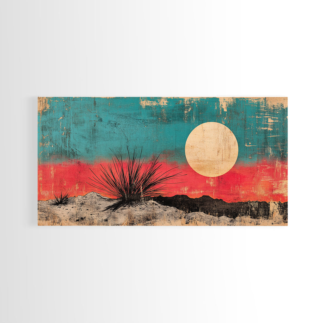 Desert Yucca Sunset Canvas Print, Southwestern Landscape Wall Art, Boho Desert Decor, Earth Tone Living Room Print Gift Idea