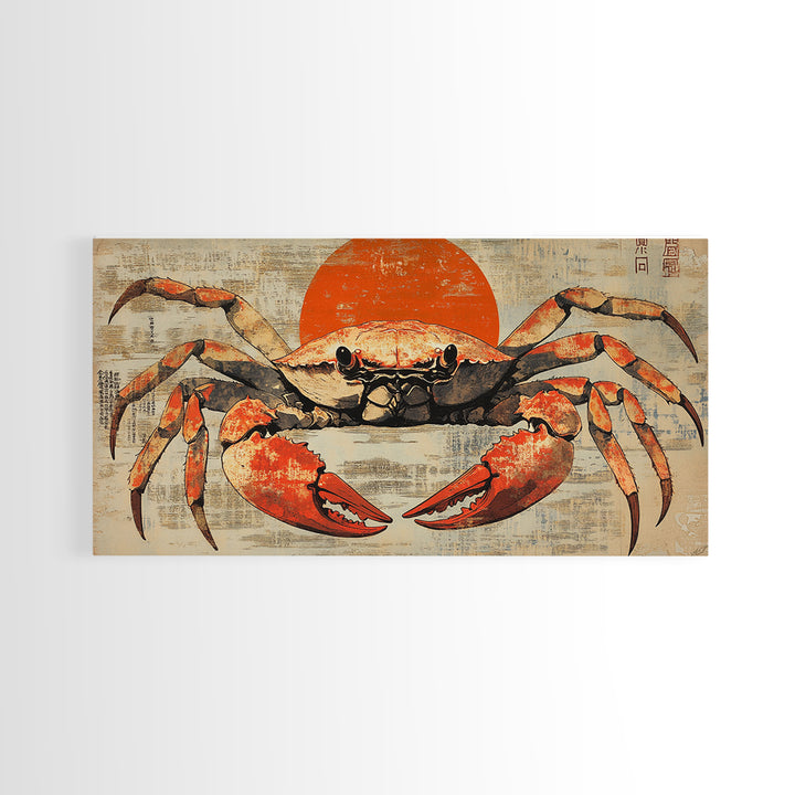 Bold Red Crab Canvas Print, Coastal Kitchen Wall Art, Seafood Wall Decor, Nautical Home Decor, Ocean Animal Art Print, Gift
