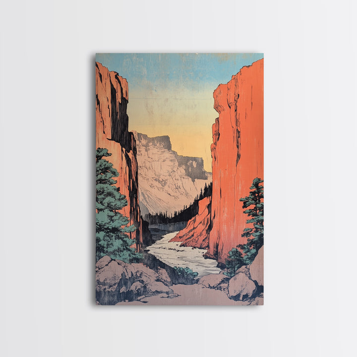 Red Rock Canyon River Canvas Print, Western Landscape Wall Art, Mountain Home Decor, Rustic Cabin Decor, Large Nature Print