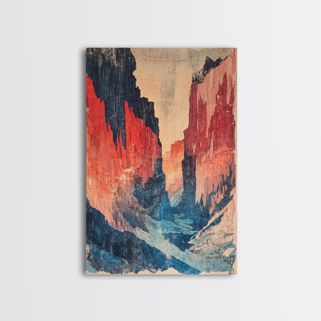 Abstract Red Canyon Wall Art, Modern Landscape Canvas Print, Southwestern Decor, Large Living Room Art, Office Decor Gift