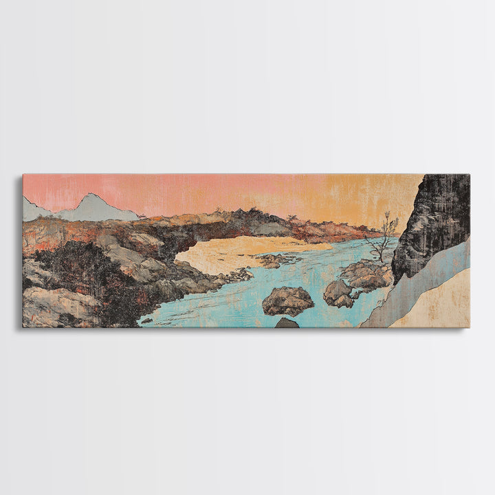 Turquoise River Desert Landscape Canvas Print, Southwestern Wall Art, Arizona Nature Decor, Large Horizontal Living Room Print
