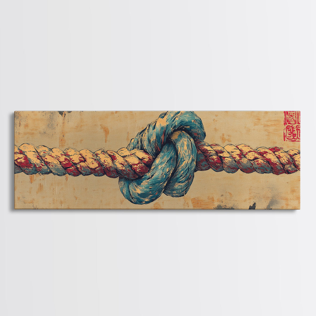 Nautical Rope Knot Wall Art, Coastal Canvas Print, Maritime Decor, Beach House Art, Rustic Ocean Gift For Him, Man Cave Decor