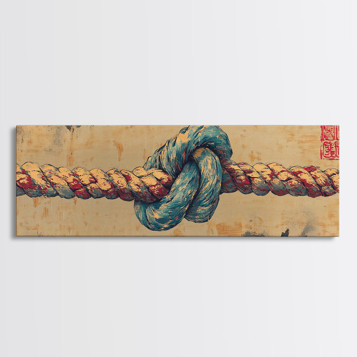 Nautical Rope Knot Wall Art, Coastal Canvas Print, Maritime Decor, Beach House Art, Rustic Ocean Gift For Him, Man Cave Decor