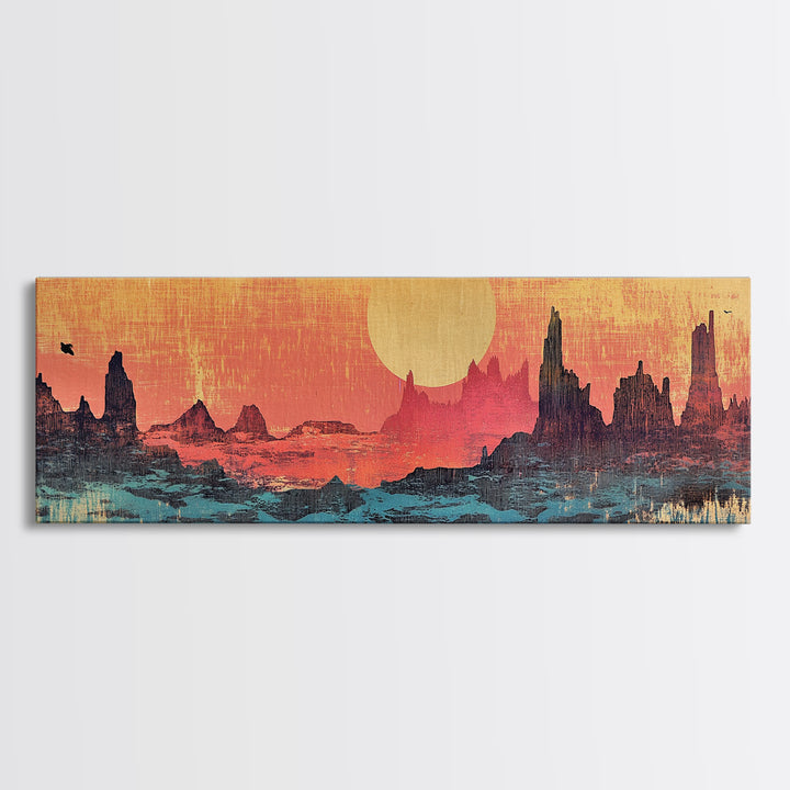 Desert Mesa Sunset Wall Art, Southwestern Landscape Canvas Print, Western Decor, Boho Desert Living Room Wall Decor Print