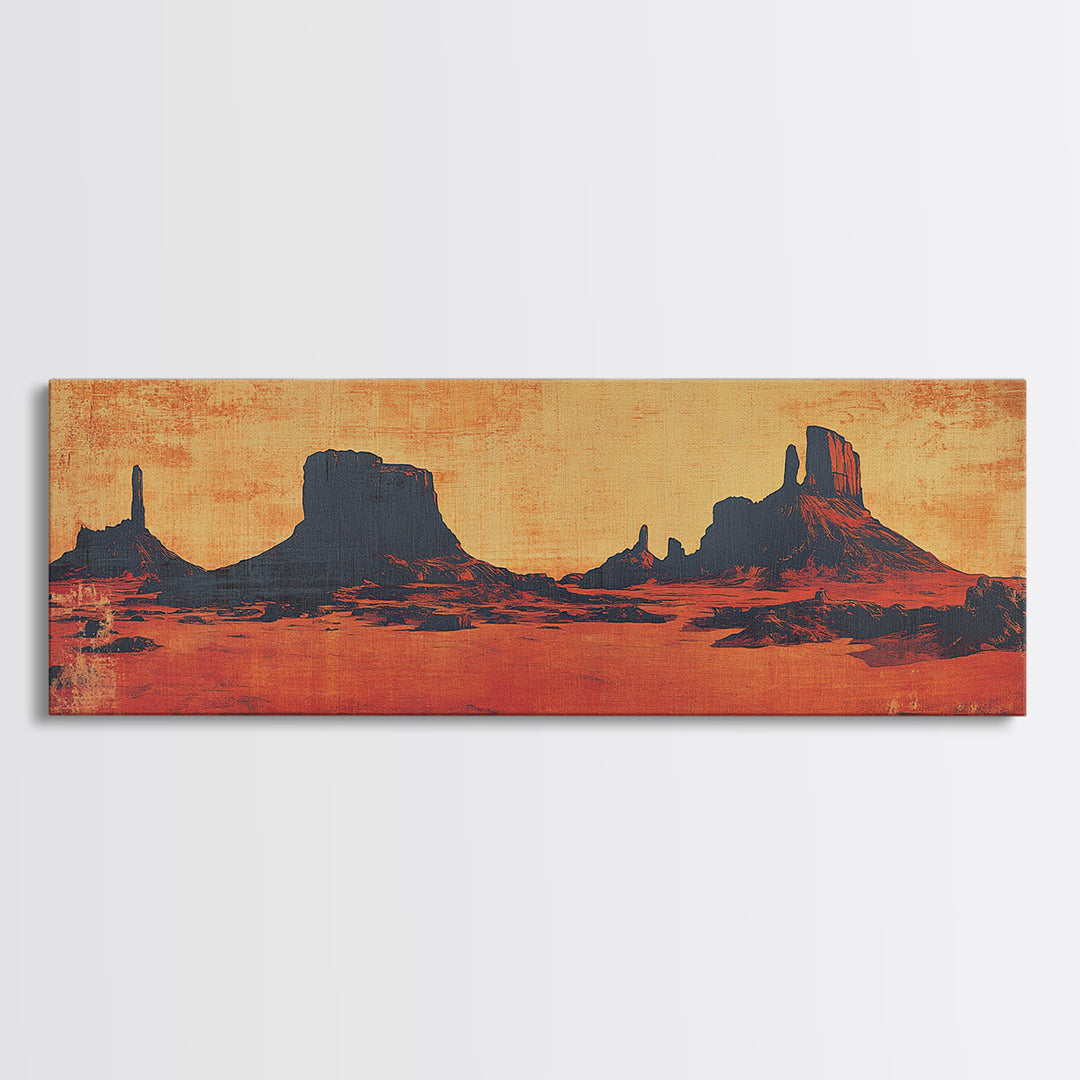 Monument Valley Desert Sunset Wall Art, Southwestern Canvas Print, Western Landscape, Cowboy Decor, Large Living Room Art