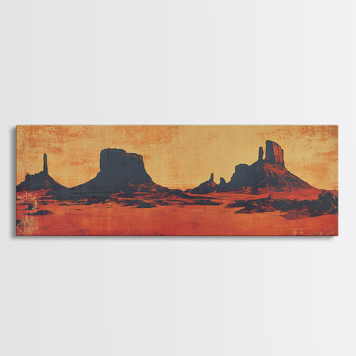 Monument Valley Desert Sunset Wall Art, Southwestern Canvas Print, Western Landscape, Cowboy Decor, Large Living Room Art