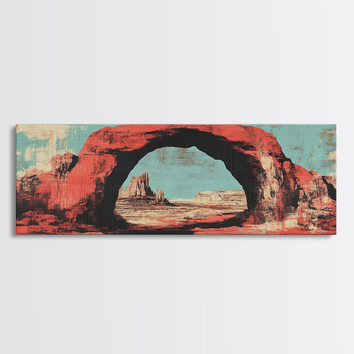 Red Desert Arch And Turquoise Sky Wall Art, Southwestern Landscape Print, Arizona Decor, Modern Rustic Living Room Canvas
