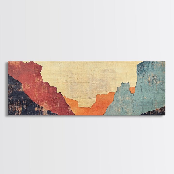 Abstract Desert Canyon Sunset Wall Art, Southwest Art Print, Earth Tone Decor, Minimalist Landscape, Large Horizontal Art