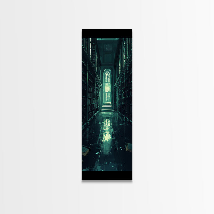 Dark Gothic Library Hallway Wall Art, Moody Bookish Decor, Fantasy Reading Nook Print, Dark Academia Living Room Wall Decor
