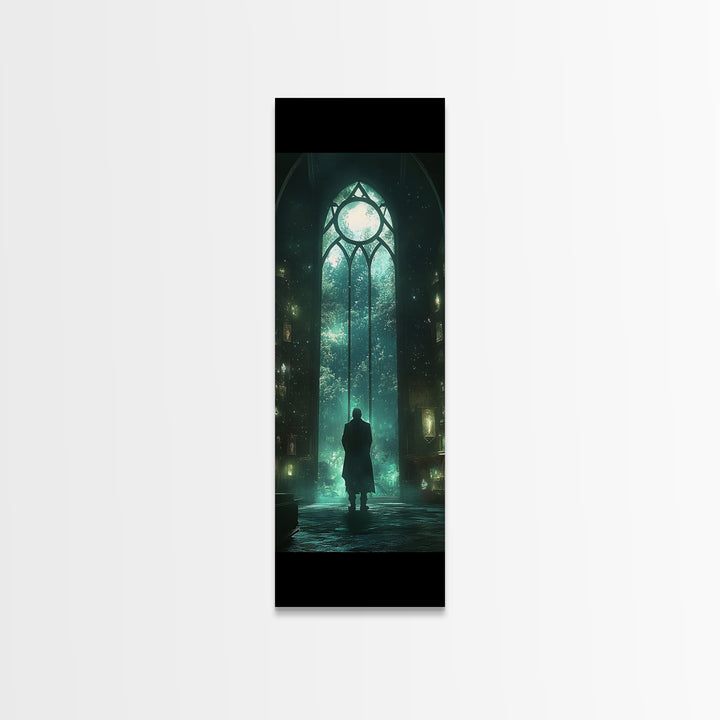 Mystical Gothic Library Window Wall Art, Dark Academia Fantasy Artwork, Moody Bookish Decor, Magical Reading Nook Print