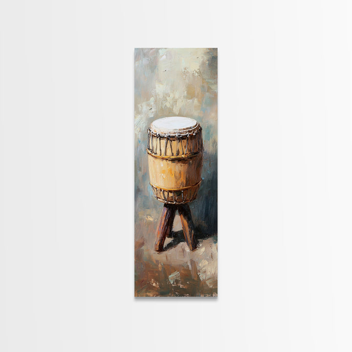 Rustic Tribal Drum Oil Painting Wall Art, Music Room Decor, African Inspired Art, Boho Home Decor, Gift For Music Lover, Unique Gift