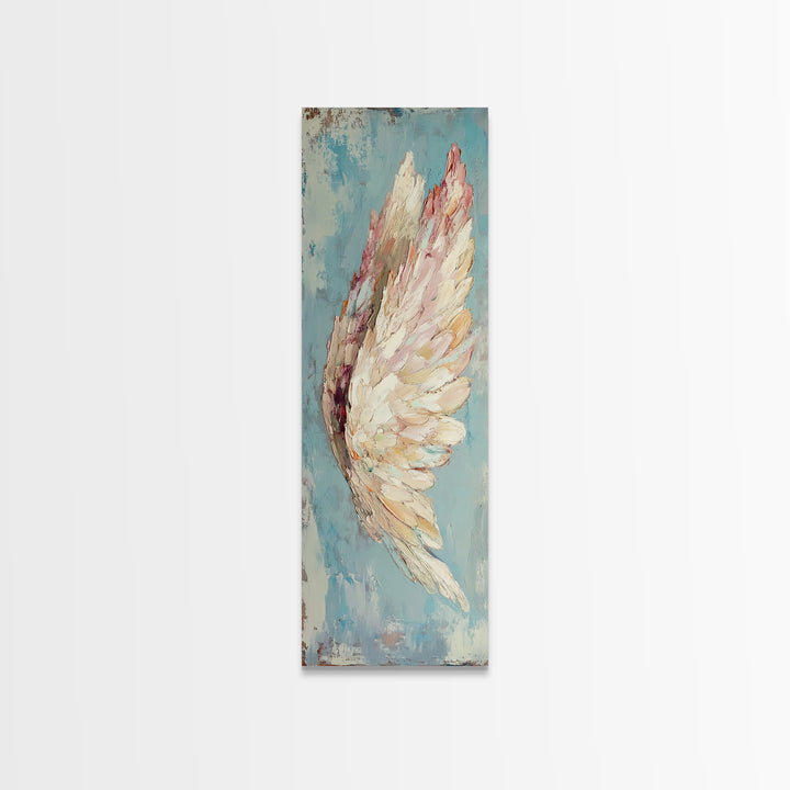 Textured White Angel Wing Wall Art, Celestial Decor, Spiritual Wall Decor, Feminine Art Print, Angel Art, Blue Bedroom Decor