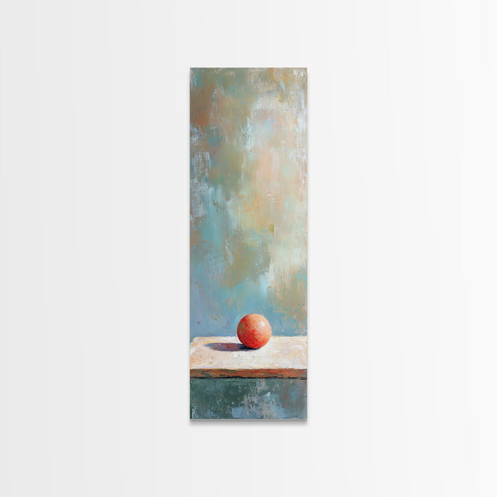 Single Red Apple On Weathered Table Canvas Print, Minimalist Wall Art, Modern Kitchen Decor, Still Life Art Print, Housewarming Gift