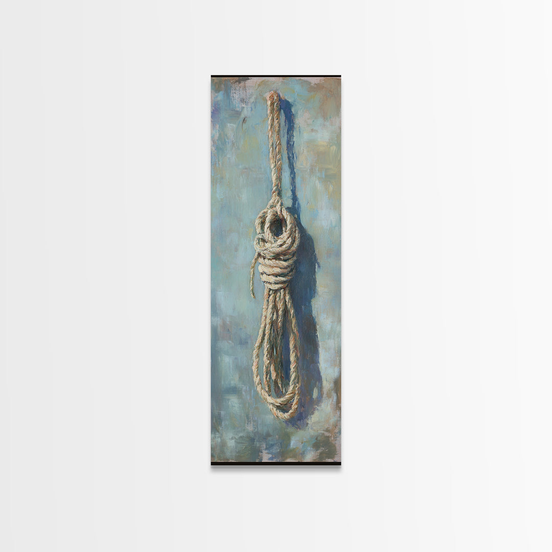 Coiled Nautical Rope Knot Wall Art, Coastal Canvas Print, Rustic Beach House Decor, Lake House Gift, Textured Wall Decor