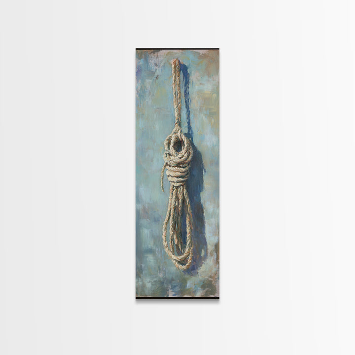 Coiled Nautical Rope Knot Wall Art, Coastal Canvas Print, Rustic Beach House Decor, Lake House Gift, Textured Wall Decor