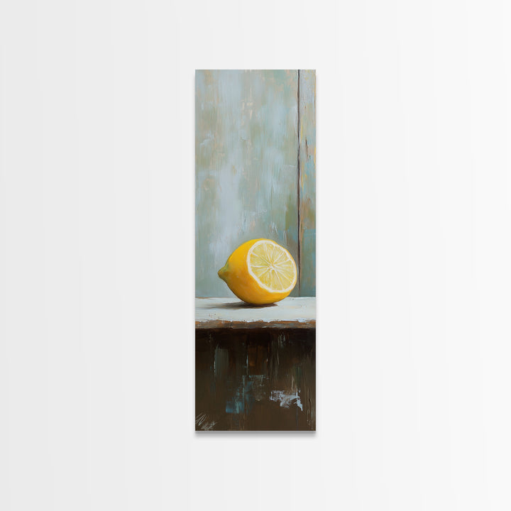 Bright Lemon Slice Canvas Print, Minimalist Kitchen Wall Art, Fruit Still Life, Mediterranean Decor, Modern Home Decor Gift