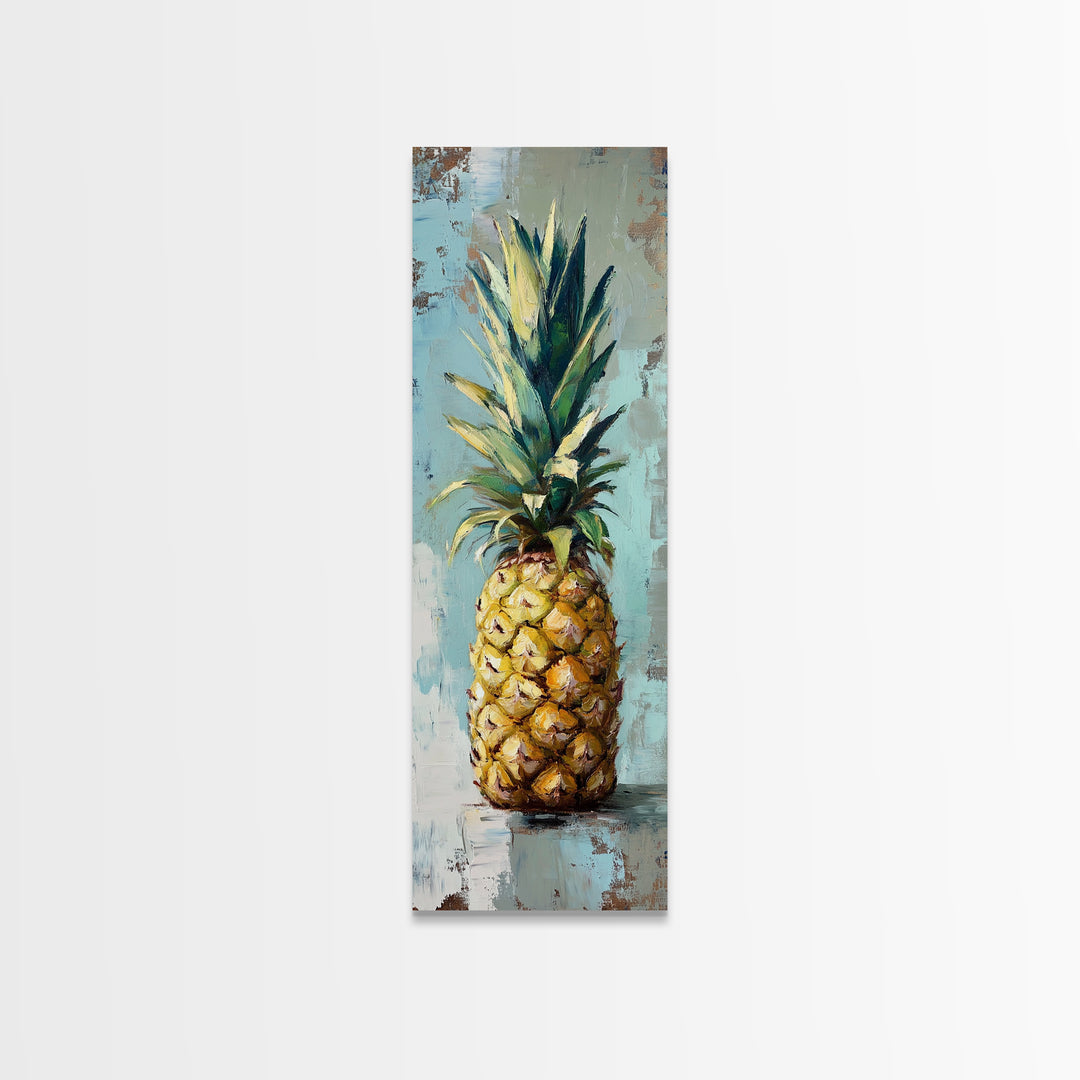 Bright Pineapple Still Life Canvas Print, Tropical Kitchen Wall Art, Coastal Home Decor, Fruit Poster For Beach House Gift