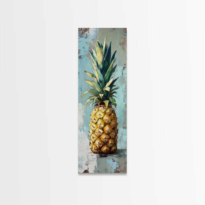 Bright Pineapple Still Life Canvas Print, Tropical Kitchen Wall Art, Coastal Home Decor, Fruit Poster For Beach House Gift