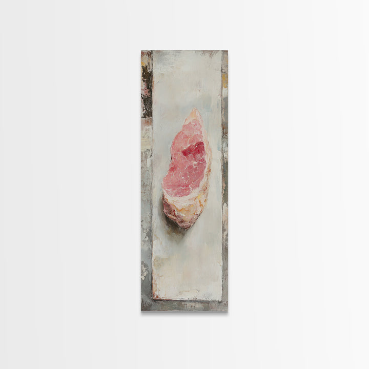 Pink Rose Quartz Crystal Oil Painting Wall Art, Boho Spiritual Home Decor, Celestial Gift For Her, Mystical Canvas Print