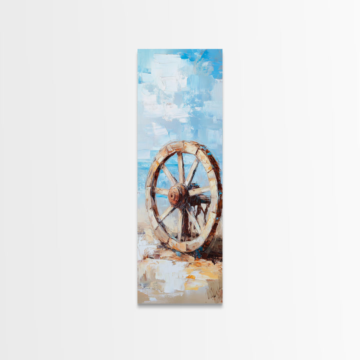 Weathered Wagon Wheel By Blue Sky Canvas Print, Rustic Western Wall Art, Farmhouse Decor, Country Home Wall Decor, Large Living Room Decor