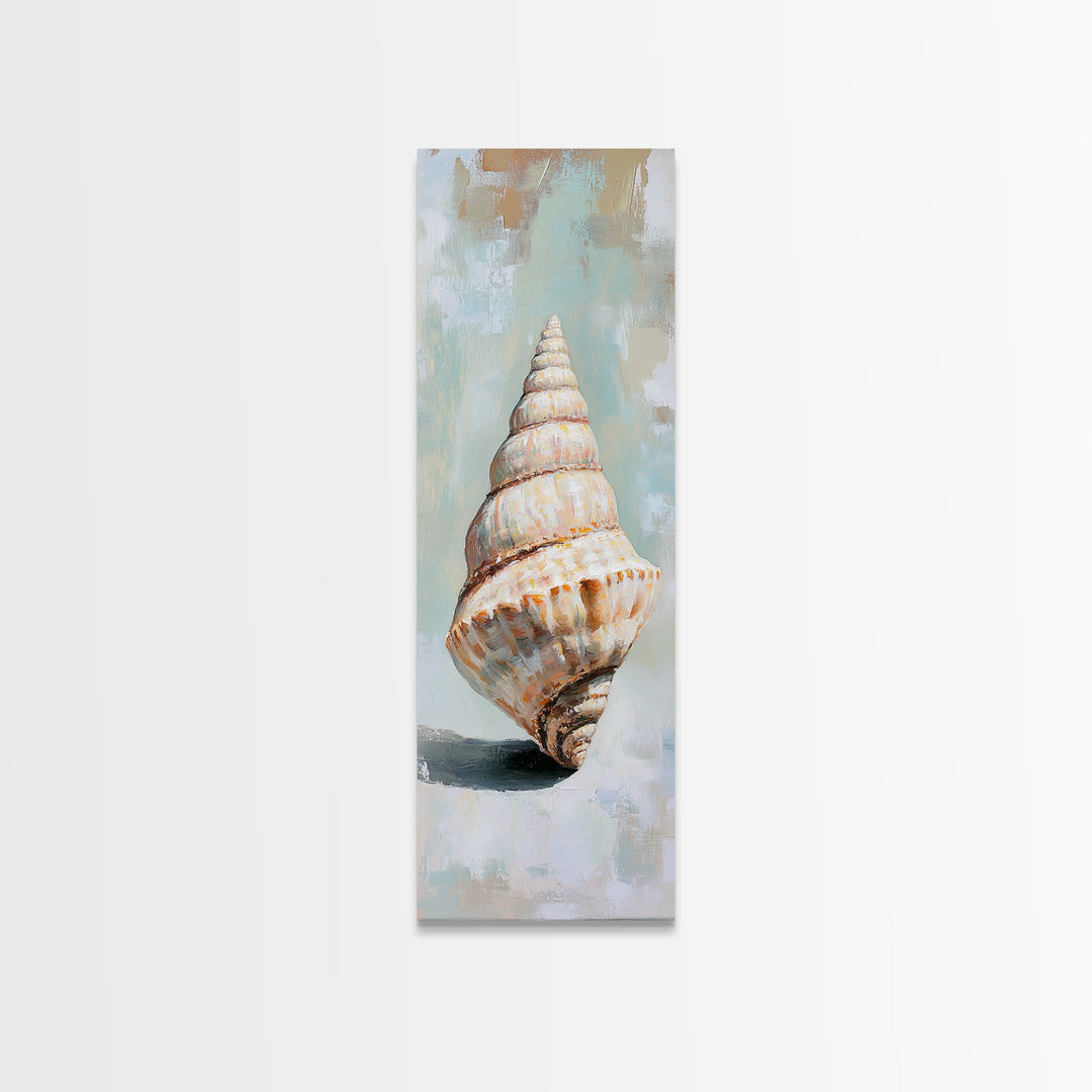Large Spiral Seashell Canvas Print, Coastal Wall Decor, Beach House Decor, Nautical Ocean Art, Neutral Bathroom Decor, Seaside Art
