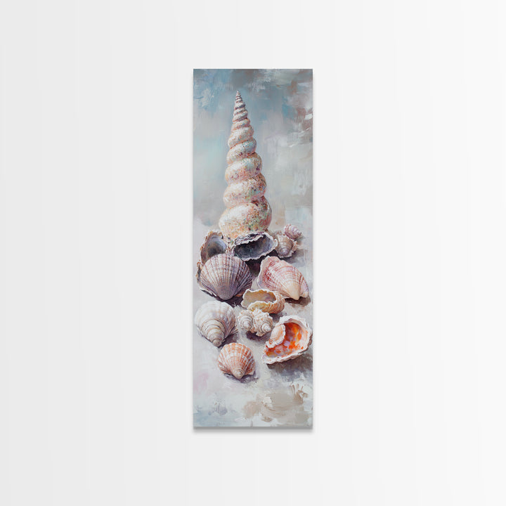 Textured Seashell Collection Canvas Print, Coastal Wall Art, Beach House Decor, Nautical Ocean Art, Neutral Bathroom Decor