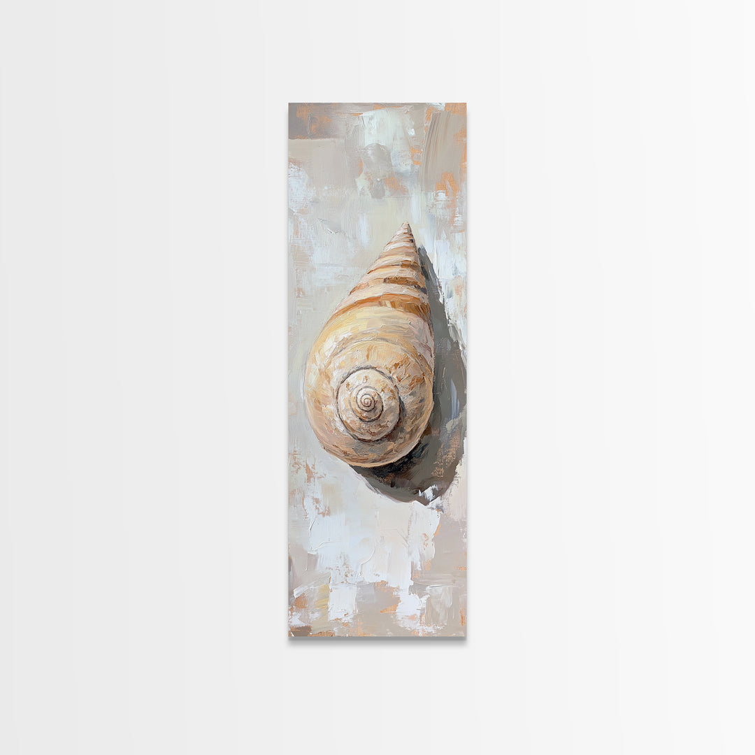 Textured Spiral Seashell Wall Art, Coastal Bathroom Decor, Beach House Wall Decor, Nautical Canvas Print For Ocean Lovers