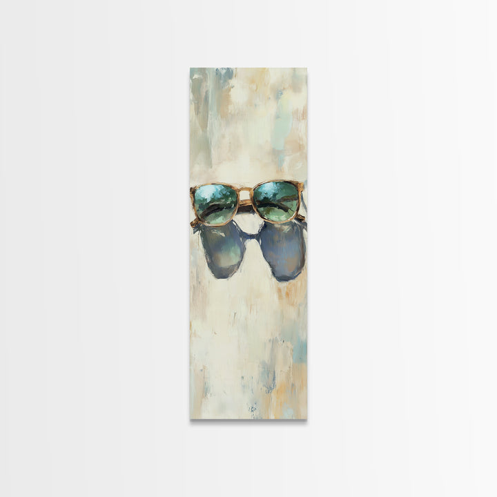 Teal Sunglasses With Beach Reflections Wall Art, Coastal Canvas Print, Summer Home Decor, Beach House Gift For Her, Living Room Decor