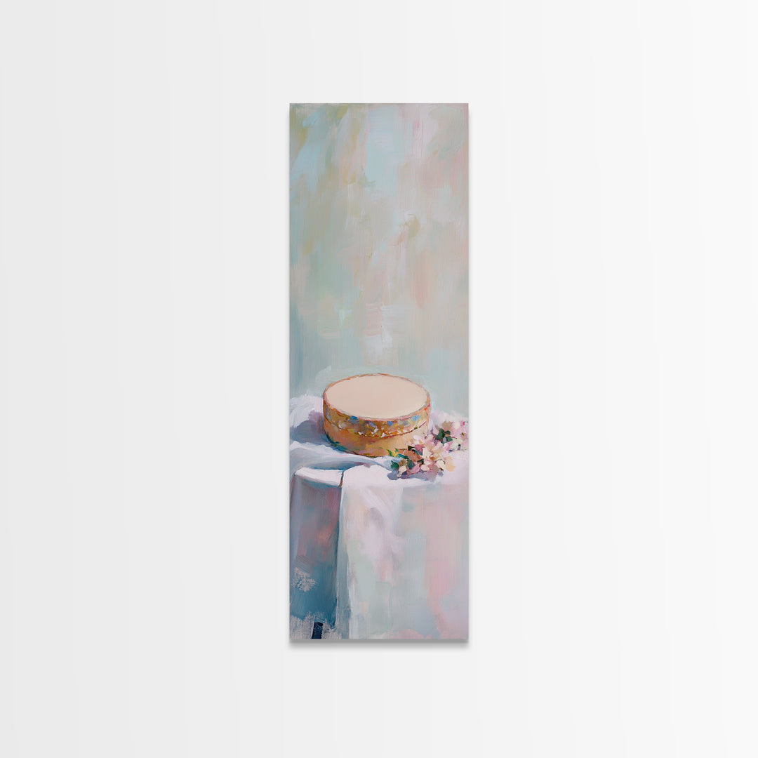 Pastel Round Trinket Box On White Cloth Canvas Print, Soft Minimalist Wall Art, Feminine Bedroom Decor, Gift For Her, Home Decor