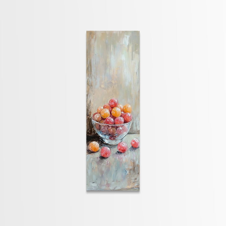 Bowl Of Red And Orange Fruit Still Life Wall Art, Rustic Kitchen Decor, Farmhouse Wall Decor, Food Art Print, Dining Room Print