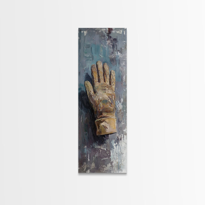 Weathered Work Glove Still Life Canvas Print, Industrial Wall Art, Rustic Garage Decor, Masculine Office Decor, Gift For Him