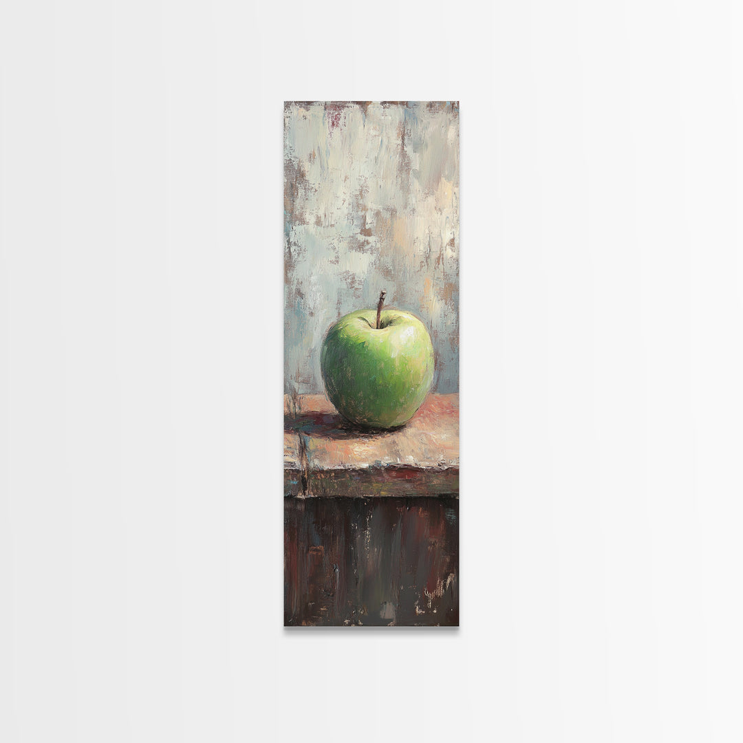 Green Apple Still Life Wall Art, Rustic Kitchen Canvas Print For Farmhouse Decor, Fruit Art, Dining Room Decor, Gift For Her