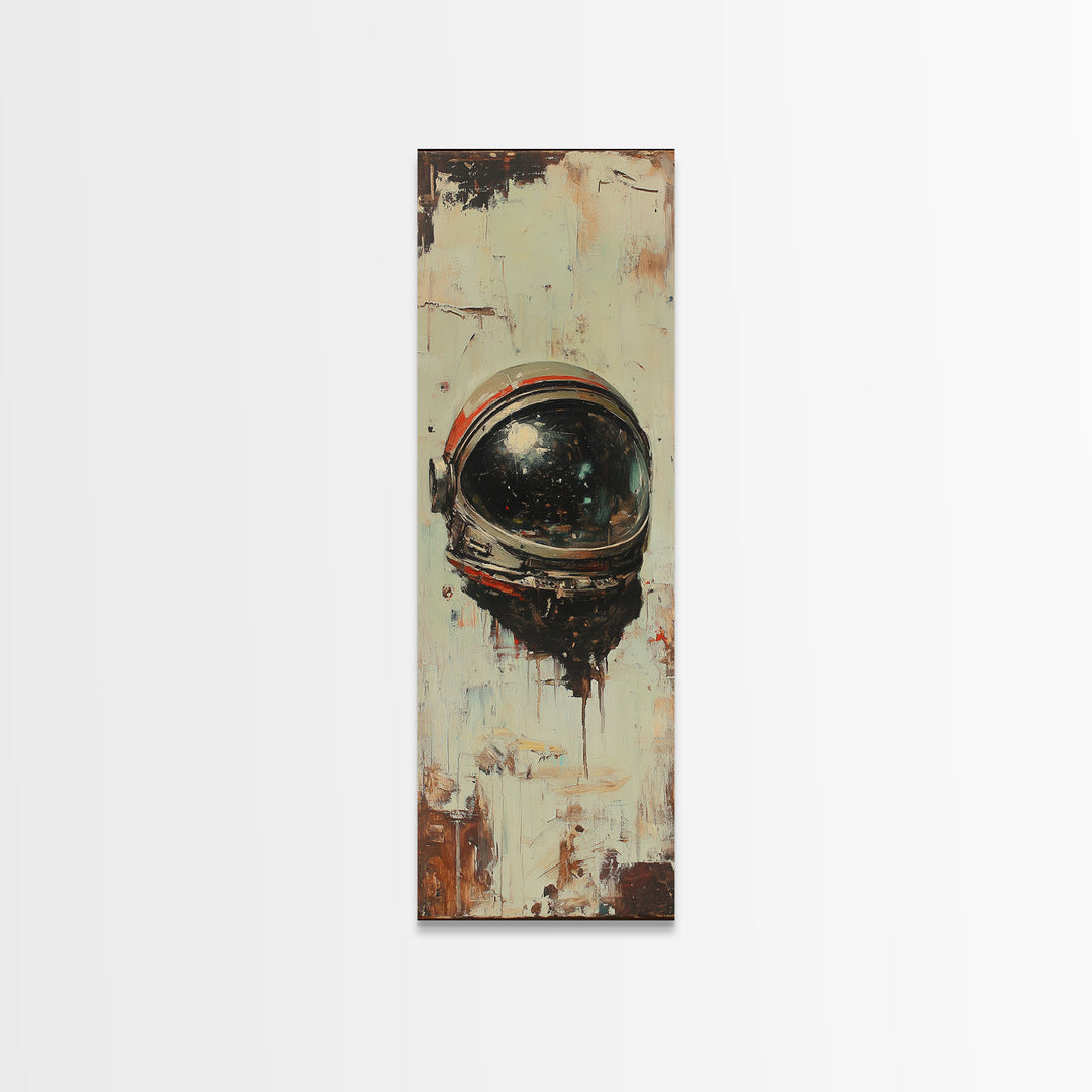 Weathered Astronaut Helmet Canvas Print, Retro Space Wall Art, Sci Fi Decor, Futuristic Office Decor, Gift For Him, Modern Home Decor
