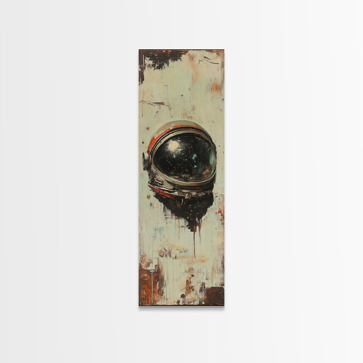 Weathered Astronaut Helmet Canvas Print, Retro Space Wall Art, Sci Fi Decor, Futuristic Office Decor, Gift For Him, Modern Home Decor