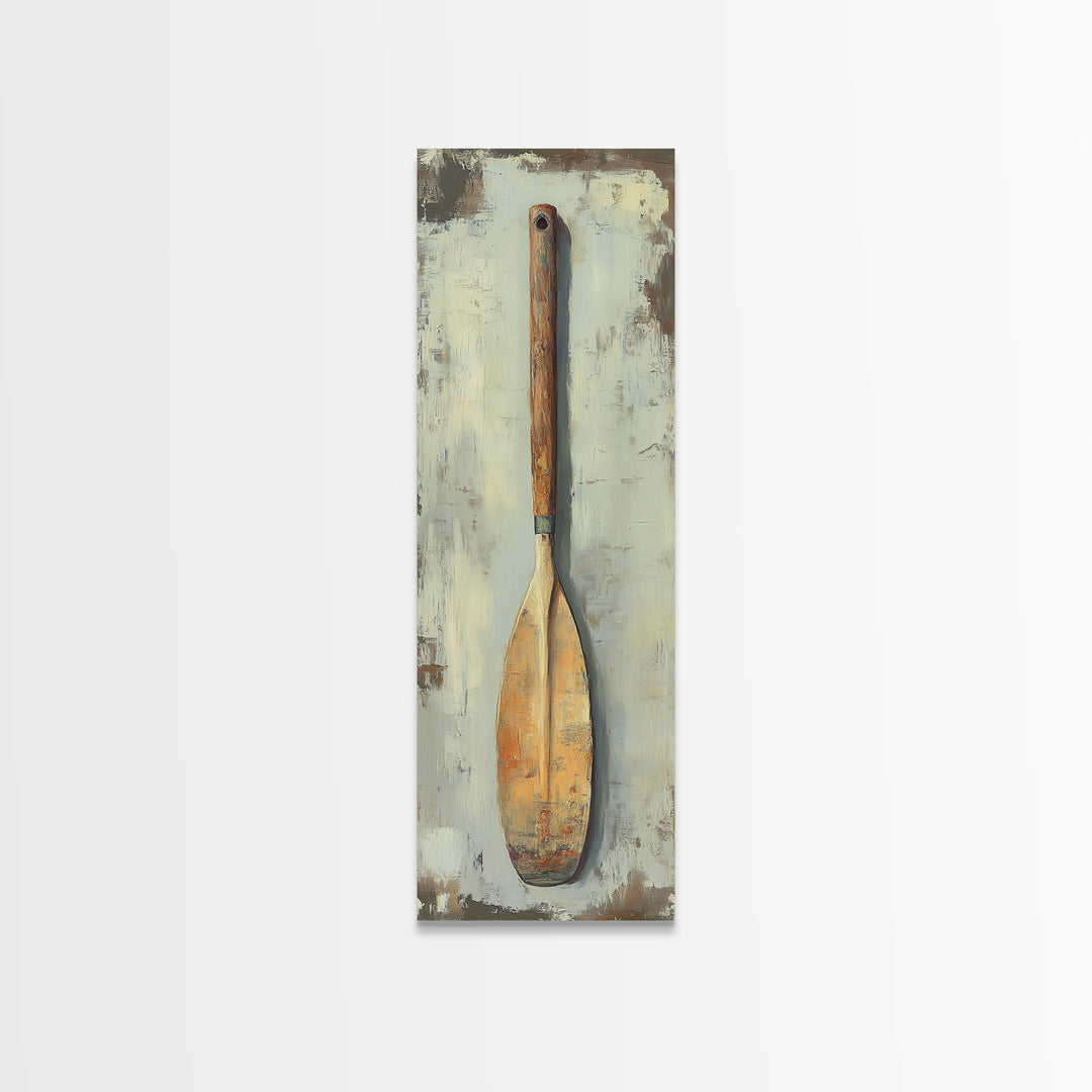 Weathered Wooden Paddle Canvas Print, Nautical Wall Art, Coastal Lake House Decor, Rustic Cabin Decor, Gift For Him, Boat House Decor