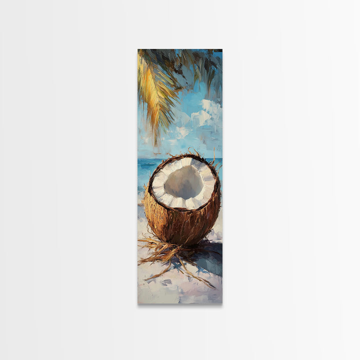 Tropical Coconut Beach Wall Art, Coastal Canvas Print, Palm Tree Ocean Decor, Summer Beach House Wall Decor Gift For Her