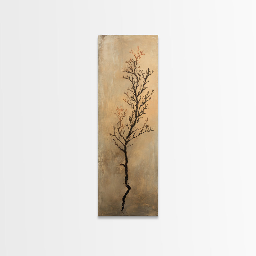 Minimal Bare Tree Branch Wall Art, Wabi Sabi Neutral Decor, Botanical Line Art Print, Japandi Canvas Print, Organic Modern Art