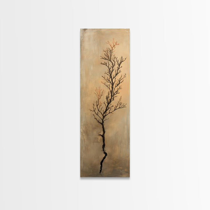 Minimal Bare Tree Branch Wall Art, Wabi Sabi Neutral Decor, Botanical Line Art Print, Japandi Canvas Print, Organic Modern Art